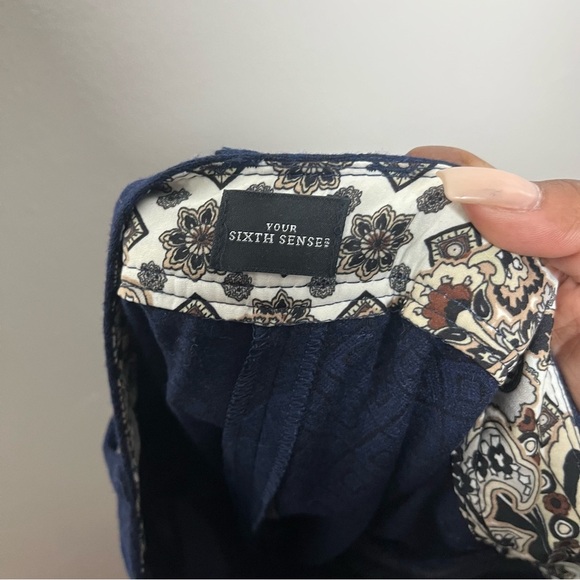 Your 6th Sense‎ Women Wool Trouser Pants 6 Blue Jacquard Office Business - Picture 7 of 10